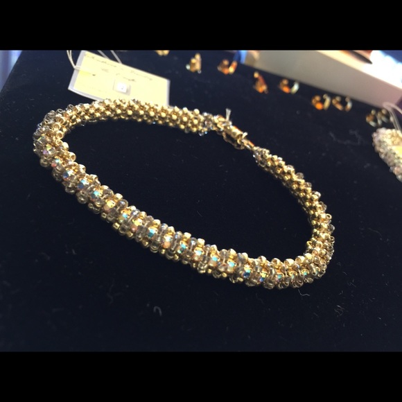 SJC Swarovski Crystal AB Bracelet 14Kt GF Clasp - Picture 2 of 4